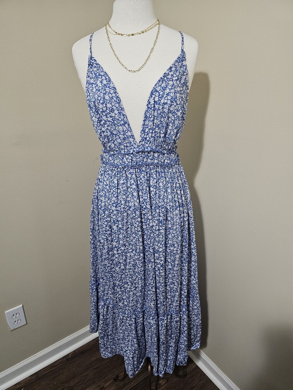 Plunge Neck Maxi Dress